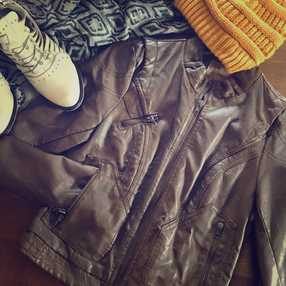 Brown faux leather jacket